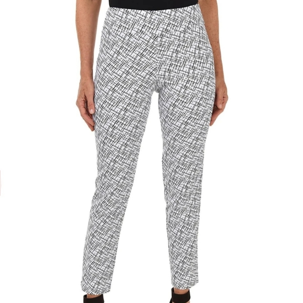 Krazy Larry White Cross Hatch Pull-On Ankle Pant